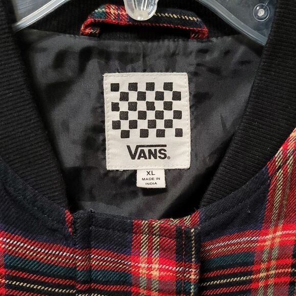 Vans Black/Red Plaid Bomber Jacket XL - Picture 4 of 7